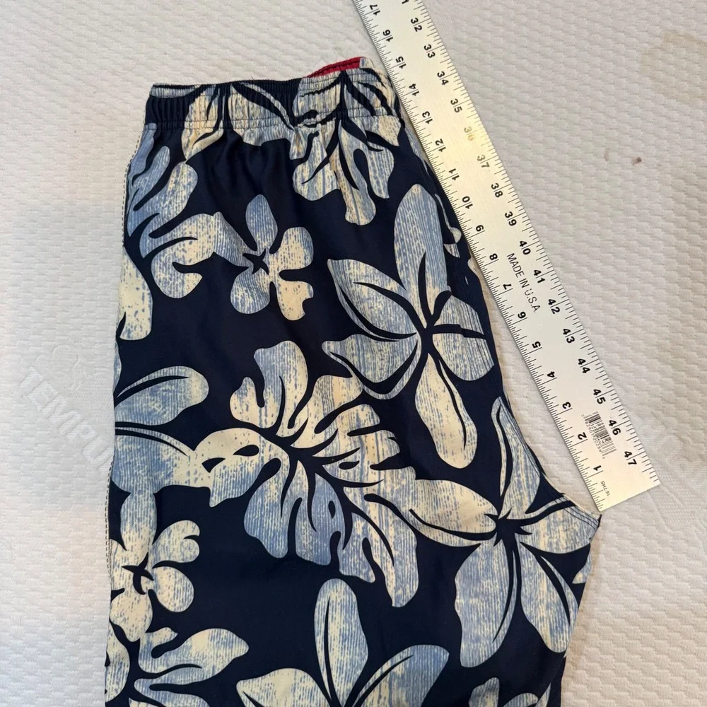 Nat Nast Swim Trunks Mens Large Navy Blue Floral Tropical Hibiscus Mesh Lined